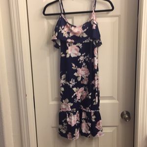 Floral cold shoulder dress